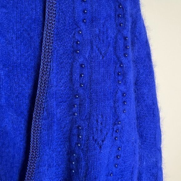 Vintage lamb's wool rabbit hair blend royal blue button cardigan - Picture 3 of 5